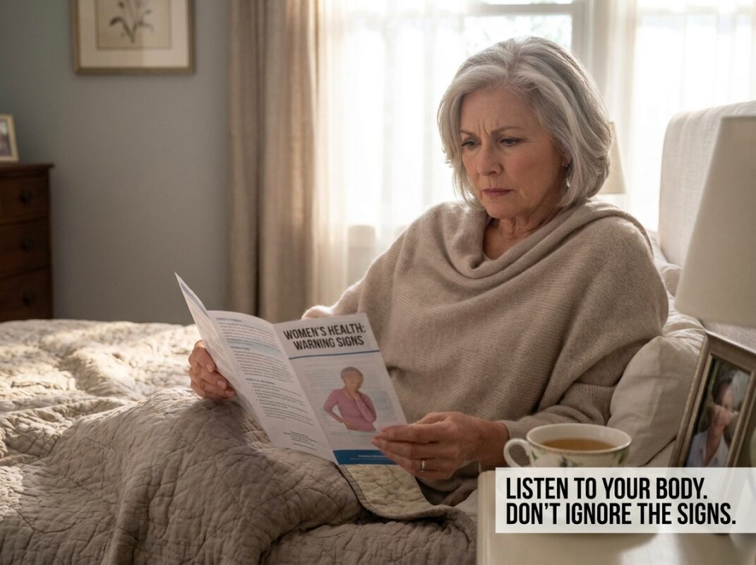 Woman holding medical pamphlet 202609041350